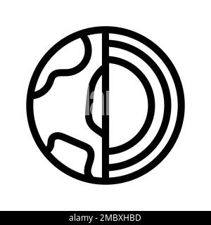 Icône de ligne de noyau de terre isolée sur fond blanc. Icône fine et plate noire sur un style moderne. Symbole linéaire et contour modifiable. Simple et pixel p Illustration de Vecteur