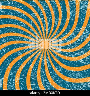 Vintage Grunge Curved Swirl Psychedelic Sunburst Illustration de Vecteur