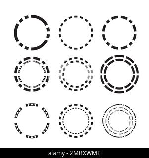 Contour en pointillés en forme de cercle en couleur noire Illustration de Vecteur