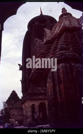 Le temple Lingaraja est un temple hindou dédié à Shiva et est l'un des plus anciens temples de Bhubaneswar, la capitale de l'État indien d'Odisha, en Inde. Le temple est le point de repère le plus important de la ville de Bhubaneswar et l'une des principales attractions touristiques de l'État. Banque D'Images