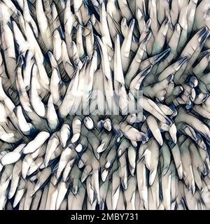 motifs créatifs multicolores abstraits et design basés sur des frondes d'anémone de mer en mouvement sous les vagues Banque D'Images