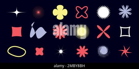 Figures primitives en gras. Le Brutalisme se caractérise par un style suisse. Formes géométriques abstraites. Figures postmodernes.Illustration isolée vectorielle Illustration de Vecteur