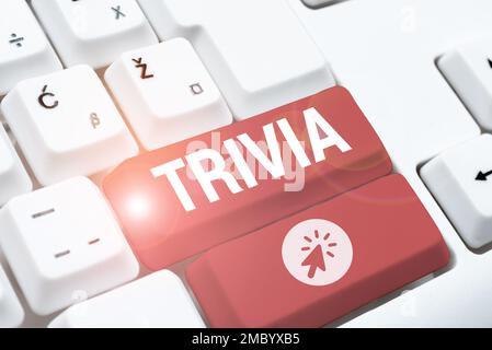 Légende du texte présentant Trivia. Mot pour les détails considérations pièces information peu d'importance ou de valeur Banque D'Images