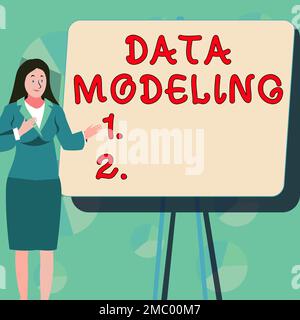 Inspiration montrant Sign Data Modeling. Concept désigne le processus de transfert de données entre les systèmes de stockage de données Banque D'Images
