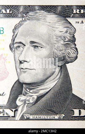 Alexander Hamilton portrait sur le billet de 10 dollars, États-Unis Banque D'Images