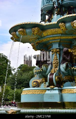 Détail de la fontaine Ross dans Princess Street Garden, Édimbourg, Écosse, Royaume-Uni Banque D'Images