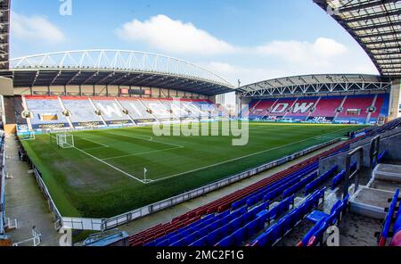 Vue générale du stade DW. Le match de championnat Sky Bet entre Wigan Athletic et Luton Town au stade DW, Wigan, le samedi 21st janvier 2023. (Crédit : Mike Morese | MI News) crédit : MI News & Sport /Alay Live News Banque D'Images