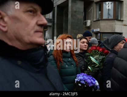 Kiev, Ukraine. 21st janvier 2023. Adieu au chef du Ministère de l'intérieur, Denys Monastyrskyi. Après la tragédie de Brovary, lorsque l'hélicoptère s'est écrasé, la direction du ministère de l'intérieur est morte. Crédit : ZUMA Press, Inc./Alay Live News Banque D'Images