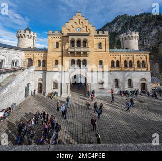 Château de Neuschwanstein Cour intérieure près de Fussen - Schwangau, Bavière, Allemagne Banque D'Images