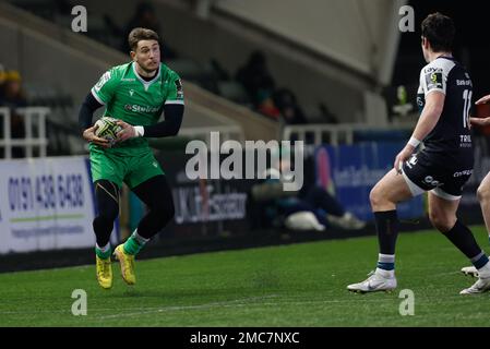 Ben Stevenson de Newcastle Falcons en action lors du match de la coupe du défi européen entre Newcastle Falcons et Connacht Rugby à Kingston Park, Newcastle, le samedi 21st janvier 2023. (Credit: Chris Lishman | MI News) Credit: MI News & Sport /Alay Live News Banque D'Images