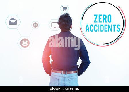 Signe écrit à la main zéro accident. Mot pour une stratégie importante de prévention des accidents du travail Banque D'Images