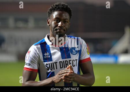 Hartlepool, Royaume-Uni. 21st janvier 2023. Mouhamed Niang de Hartlepool United lors du match Sky Bet League 2 entre Hartlepool United et Rochdale à Victoria Park, Hartlepool, le samedi 21st janvier 2023. (Crédit : Scott Llewellyn | MI News) crédit : MI News & Sport /Alay Live News Banque D'Images