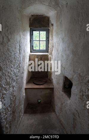 toilette médiévale dans l'une des tours de Burg Stolpen (château de Stolpen). Saxe. Allemagne. Banque D'Images