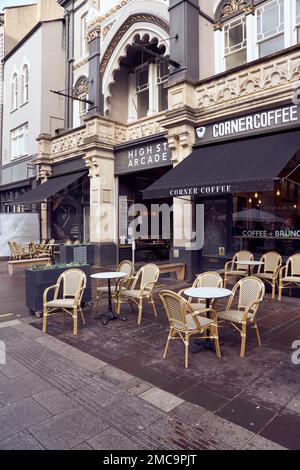 Entrée à High Street Arcade, Cardiff, pays de Galles du Sud Banque D'Images
