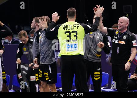 KATOWICE, POLOGNE - JANVIER 21 : Andreas Wolff lors du Championnat du monde masculin de l'IHF - match du groupe principal III de la ronde entre les pays-Bas et l'Allemagne à Spodek on 21 janvier 2023 à Katowice, Pologne (photo de Henk Sepen/Orange Pictures) Banque D'Images