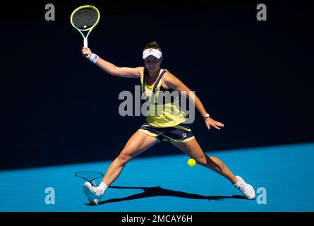 Barbora Krejcikova de la République tchèque en action contre Anhelina Kalinina d'Ukraine lors de la troisième manche de l'Open d'Australie 2023, tournoi de tennis Grand Chelem sur 20 janvier 2023 à Melbourne, Australie - photo : Rob Prange/DPPI/LiveMedia Banque D'Images