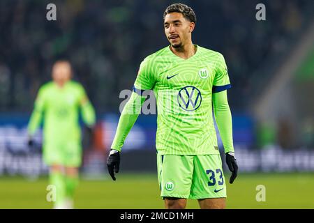 Wolfsburg, Allemagne. 21st janvier 2023. Firo : 01/21/2023, football, 1st ligue, 1st Bundesliga, Saison 2022/2023, VfL Wolfsburg - SC Freiburg Omar Marmoush (VFL Wolfsburg) demi-chiffre, crédit: dpa/Alay Live News Banque D'Images