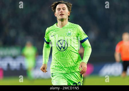 Wolfsburg, Allemagne. 21st janvier 2023. Firo : 01/21/2023, football, 1st ligue, 1st Bundesliga, Saison 2022/2023, VfL Wolfsburg - SC Freiburg Jonas Wind (VFL Wolfsburg) demi-chiffre, crédit: dpa/Alamy Live News Banque D'Images