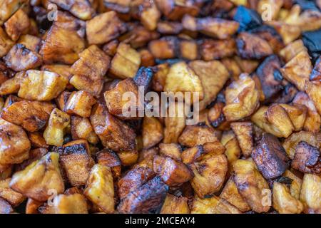 Plantain frit au nigéria haché et coupé en dés Banque D'Images