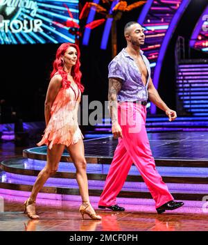 Birmingham, Royaume-Uni. 19th janvier 2023. Dianne Buswell et Tyler West ont assisté à la photo de lancement de la tournée « trictitly Come Dancing: The Live Tour » à l'Utilita Arena de Birmingham. Crédit : SOPA Images Limited/Alamy Live News Banque D'Images