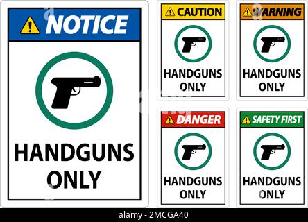 Avis armes à feu autorisées affiche armes de poing seulement Illustration de Vecteur