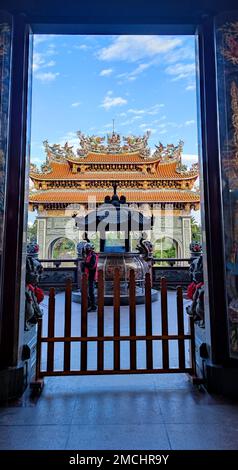 Temple Zhulinshan de Linkou, 22 février 2023 : le jour du nouvel an lunaire où les foules sont encore animées au temple Zhulinshan de Linkou, ville de New Taipei, Banque D'Images