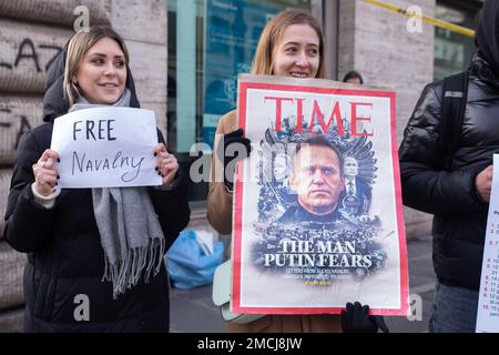 Rome, Italie. 21st janvier 2023. Sit-in à Rome organisé par un groupe de citoyens de la Fédération de Russie en soutien d'Alexei Navalny. (Photo de Matteo Nardone/Pacific Press/Sipa USA) crédit: SIPA USA/Alay Live News Banque D'Images