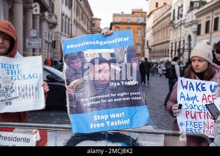 Rome, Italie. 21st janvier 2023. Sit-in à Rome organisé par un groupe de citoyens de la Fédération de Russie en soutien d'Alexei Navalny. (Photo de Matteo Nardone/Pacific Press/Sipa USA) crédit: SIPA USA/Alay Live News Banque D'Images