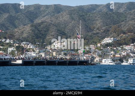 D'un point de vue géologique, Santa Catalina fait partie de l'archipel des îles Anglo-Normandes de Californie et est la plus à l'est des îles Anglo-Normandes. Superficie: 74,98 miles carrés Banque D'Images