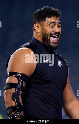 Philadelphia Eagles' Jordan Mailata in action during an NFL football game,  Sunday, Jan. 8, 2023, in Philadelphia. (AP Photo/Matt Rourke Stock Photo -  Alamy