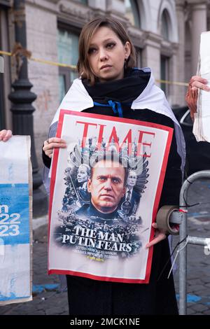 Rome, Italie. 21st janvier 2023. Sit-in à Rome organisé par un groupe de citoyens de la Fédération de Russie en soutien d'Alexei Navalny. (Credit image: © Pacific Press via ZUMA Press Wire) USAGE ÉDITORIAL SEULEMENT! Non destiné À un usage commercial ! Banque D'Images