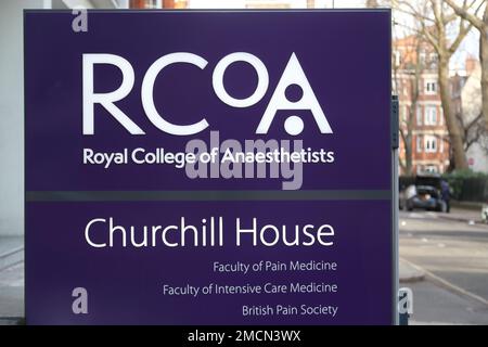 Panneau au Royal College of Anestists à Londres, Royaume-Uni Banque D'Images