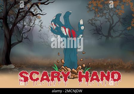 effrayant main vecteur art image zombie horreur nuit Illustration de Vecteur