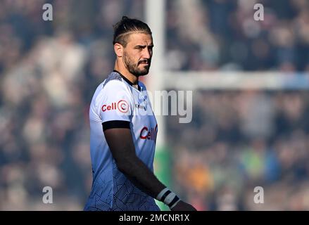 Twickenham, Royaume-Uni. 21st janvier 2023. Coupe des champions européens de rugby. Harlequins V Cell C Sharks. Twickenham Stoop. Twickenham. Gerbrandt Grobler (Sharks) pendant la coupe Harlequins V Cell C Sharks Heineken Champions Round 4, Pool A Match. Credit: Sport en images/Alamy Live News Banque D'Images