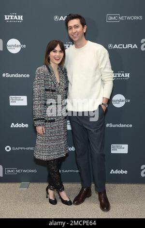 Park City, Utah, États-Unis. 21st janvier 2023. Emilia Jones, Nicholas Braun à l'arrivée pour la première PERSONNE de CAT au Sundance film Festival 2023, Eccles Theatre, Park City, UT 21 janvier 2023. Crédit : JA/Everett Collection/Alay Live News Banque D'Images