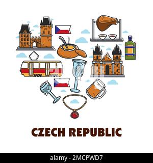 Les symboles de la République tchèque la culture et les traditions du voyage et du tourisme Illustration de Vecteur
