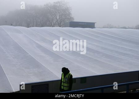 Kingston, Royaume-Uni. 22nd janvier 2023. Une vue d'ensemble des couvertures de terrain pendant le match de Super League 1 de FA Women's entre Chelsea Women et Liverpool Women au Cherry Red Records Stadium, Kingston, Angleterre, le 22 janvier 2023. Photo de Carlton Myrie. Utilisation éditoriale uniquement, licence requise pour une utilisation commerciale. Aucune utilisation dans les Paris, les jeux ou les publications d'un seul club/ligue/joueur. Crédit : UK Sports pics Ltd/Alay Live News Banque D'Images