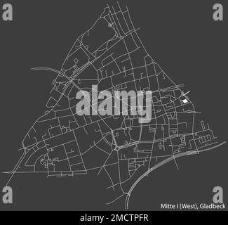 Carte des routes de rue du QUARTIER MITTE 1 (OUEST), GLADBECK Illustration de Vecteur