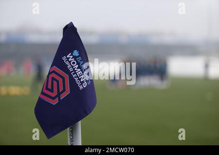 Londres, Royaume-Uni. 22nd janvier 2023. Londres, 22 janvier 2023: Drapeau du coin WLS lors du match de la Super League Barclays FA Womens entre Chelsea et Liverpool à Kingsmeadow, Londres, Angleterre. (Pedro Soares/SPP) crédit: SPP Sport presse photo. /Alamy Live News Banque D'Images