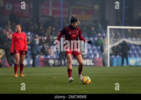 Londres, Royaume-Uni. 22nd janvier 2023. Londres, 22 janvier 2023 : Katie Stengel (24 Liverpool) s'échauffe pendant le match de la Barclays FA Womens Super League entre Chelsea et Liverpool à Kingsmeadow, Londres, Angleterre. (Pedro Soares/SPP) crédit: SPP Sport presse photo. /Alamy Live News Banque D'Images