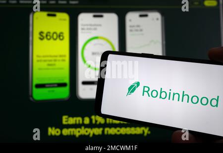 Robinhood Financial service Company - logo sur l'appareil mobile Banque D'Images