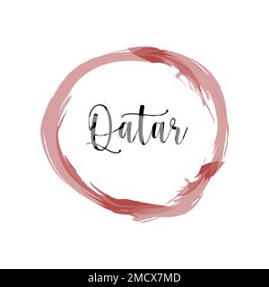 Qatar aquarelle icône pour les salutations touristiques. Bienvenue illustration rouge isolée. Illustration de Vecteur