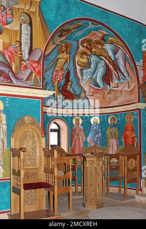 Peintures intérieures - Eglise orthodoxe grecque de Jean-Baptiste. Al Maghtas, Jordanie Banque D'Images
