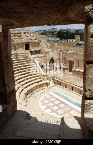 North Theatre of Jerash, Jordanie Banque D'Images