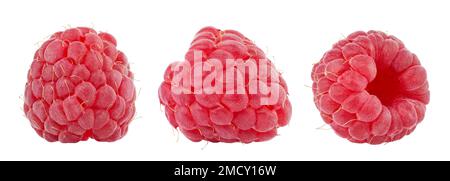 Collection de framboises isolée sur fond blanc. Le fichier contient un chemin d'écrêtage. Banque D'Images