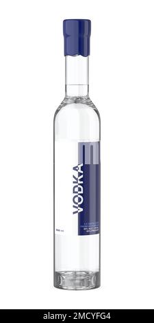 Bouteille de vodka sur fond blanc, vue avant Banque D'Images