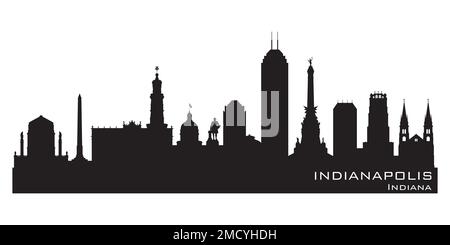 Silhouette vectorielle détaillée de la ville d'Indianapolis dans l'Indiana Illustration de Vecteur