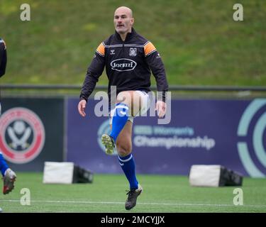 Sheffield, Royaume-Uni. 22nd janvier 2023. Danny Houghton #9 du FC Hull se réchauffe avant le match de pré-saison de la Ligue de rugby Sheffield Eagles vs le FC Hull au Sheffield Olympic Legacy Park, Sheffield, Royaume-Uni, 22nd janvier 2023 (photo de Steve Flynn/News Images) à Sheffield, Royaume-Uni, le 1/22/2023. (Photo de Steve Flynn/News Images/Sipa USA) crédit: SIPA USA/Alay Live News Banque D'Images