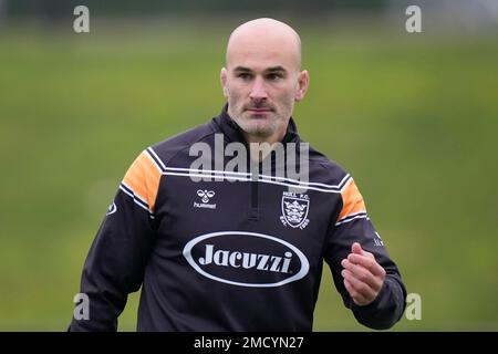 Sheffield, Royaume-Uni. 22nd janvier 2023. Danny Houghton #9 du FC Hull se réchauffe avant le match de pré-saison de la Ligue de rugby Sheffield Eagles vs le FC Hull au Sheffield Olympic Legacy Park, Sheffield, Royaume-Uni, 22nd janvier 2023 (photo de Steve Flynn/News Images) à Sheffield, Royaume-Uni, le 1/22/2023. (Photo de Steve Flynn/News Images/Sipa USA) crédit: SIPA USA/Alay Live News Banque D'Images