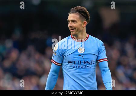 Manchester, Royaume-Uni. 22nd janvier 2023. Jack Grealish #10 de Manchester City pendant le match de Premier League Manchester City contre Wolverhampton Wanderers au Etihad Stadium, Manchester, Royaume-Uni, 22nd janvier 2023 (photo de Conor Molloy/News Images) à Manchester, Royaume-Uni le 1/22/2023. (Photo de Conor Molloy/News Images/Sipa USA) crédit: SIPA USA/Alay Live News Banque D'Images